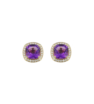 Vera 18k Yellow Gold Amethyst and Diamond Earrings