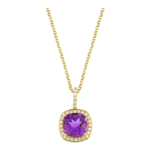 Vera 18k Yellow Gold Amethyst and Diamond Necklace