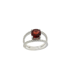 Vera 18k White Gold Garnet and Diamond Ring