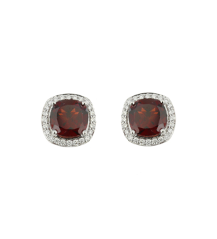 Vera 18k White Gold Garnet and Diamond Earrings