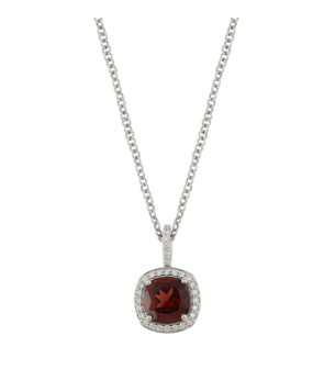 Vera 18k White Gold Garnet and Diamond Necklace