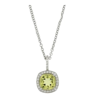 Vera 18k White Gold Yellow Quartz and Diamond Necklace