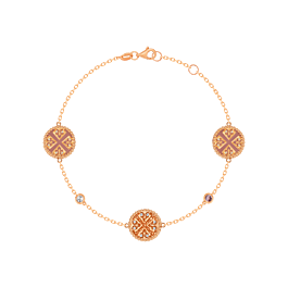 Lace Triple Medallion Bracelet in 18K Rose Gold With Pink Opal Pink Sapphire And Diamonds