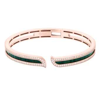 سوار صلب ألِف موزاييك مُرصّع بأحجار الملكيت والألماس من الذهب الوردي عيار 18 قيراط