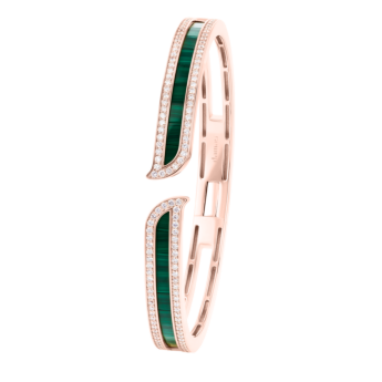 سوار صلب ألِف موزاييك مُرصّع بأحجار الملكيت والألماس من الذهب الوردي عيار 18 قيراط