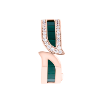 Alif Mosaic Malachite & Diamond Hoop Earrings In 18K Rose Gold