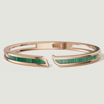 Alif Mosaic Malachite Bangle In 18K Rose Gold
