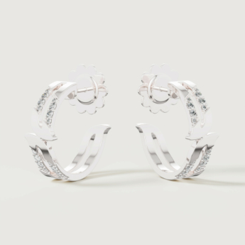 أقراط ألف بافيه من الذهب الأبيض عيار 18 قيراط مرصعة بالألماس