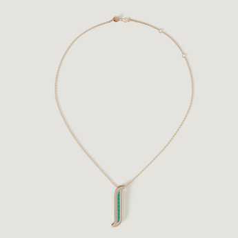 Alif Mosaic Malachite & Diamond Necklace In 18K Rose Gold