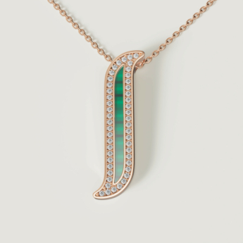 Alif Mosaic Malachite & Diamond Necklace In 18K Rose Gold