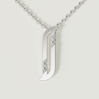 Alif Pave 18k White Gold Diamond Necklace