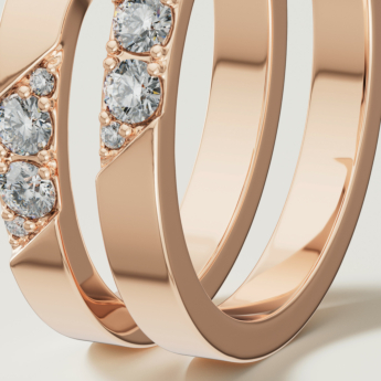 خاتم ألف بافيه من الذهب الوردي عيار 18 قيراط مرصع بالألماس