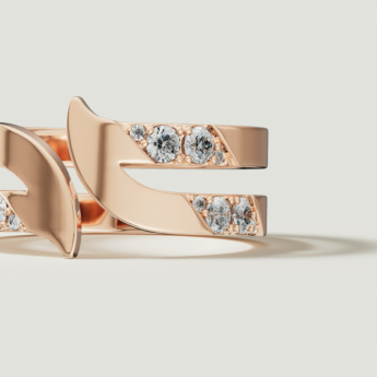 خاتم ألف بافيه من الذهب الوردي عيار 18 قيراط مرصع بالألماس