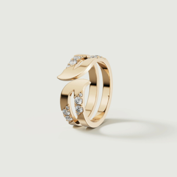 خاتم ألف بافيه من الذهب الأصفر عيار 18 قيراط مرصع بالألماس