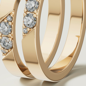 خاتم ألف بافيه من الذهب الأصفر عيار 18 قيراط مرصع بالألماس