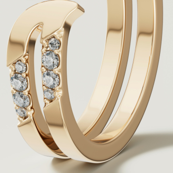 خاتم ألف بافيه من الذهب الأصفر عيار 18 قيراط مرصع بالألماس