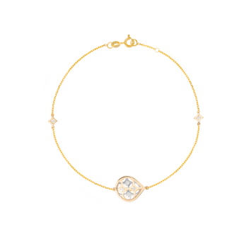 Al Qasr One Charm (Drop-Shaped)  Diamond Tin Cup Bracelet in 18K Yellow and White Gold 