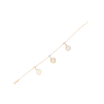 Al Qasr Al Jali Three Charms (Drop/Octagonal-Shaped) Bracelet in 18K Rose and White Gold 