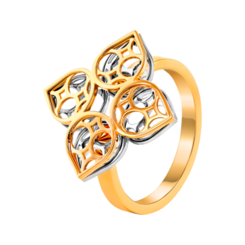 خاتم القصر زهرة من الذهب الأصفر عيار 18 قيراط 
