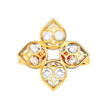 خاتم القصر زهرة من الذهب الأصفر عيار 18 قيراط 
