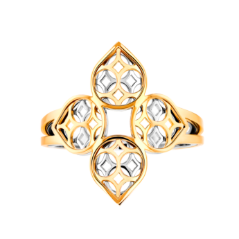 خاتم القصر زهرة من الذهب الأصفر عيار 18 قيراط 
