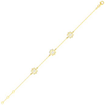 Al Qasr Star Three Charms (Octangonly Shaped)  Tin-Cup-Bracelet In 18K Yellow And White Gold