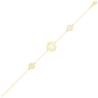 السوار مع خرزات والتعويذات الثلاثة لنجمة القصر (على شكل ثماني الأضلاع) 18 قيراطًا بالذهب الأصفر والأبيض