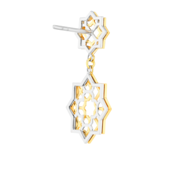 أقراط نجمة القصر 18 قيراطًا بالذهب الوردي والأبيض