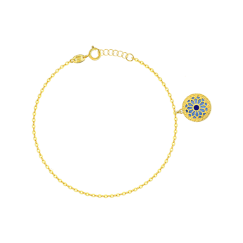  خلخال أميليا أثينا من الذهب الأصفر عيار 18 قيراط مع عرق اللؤلؤ الأزرق والأبيض