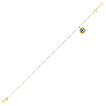  خلخال أميليا أثينا من الذهب الأصفر عيار 18 قيراط مع عرق اللؤلؤ الأزرق والأبيض