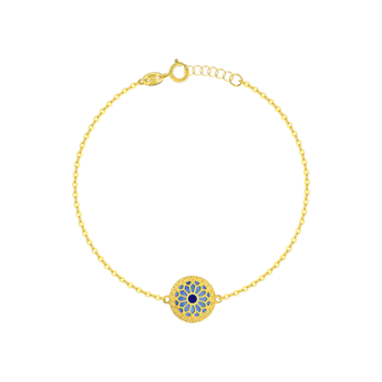 Amelia Athens 18k Yellow Gold Bracelet with Blue and White Mother of Pearl