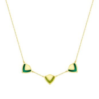 Amelia Cairo Coloured Mother Of Pearl Double Sided Necklace in 18K Yellow Gold