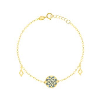 Amelia Madinah 18k Yellow Gold Sky Blue and White Mother of Pearl Bracelet
