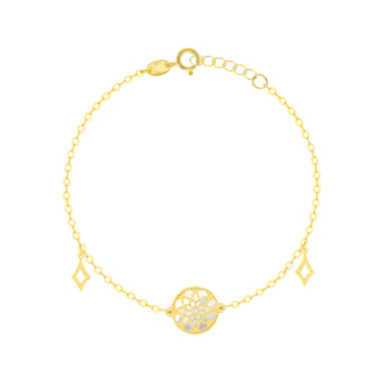 Amelia Madinah 18k Yellow Gold Sky Blue and White Mother of Pearl Bracelet