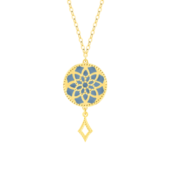 Amelia Madinah 18k Yellow Gold Sky Blue and White Mother of Pearl Necklace