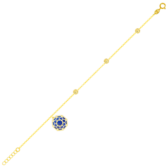 خلخال أميليا مراكش من الذهب الأصفر عيار 18 قيراط مرصع بعرق اللؤلؤ الأخضر والأخضر