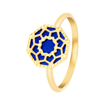 خاتم أميليا مراكش من الذهب الأصفر عيار 18 قيراط مرصع بعرق اللؤلؤ الأخضر