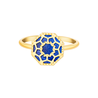 خاتم أميليا مراكش من الذهب الأصفر عيار 18 قيراط مرصع بعرق اللؤلؤ الأخضر