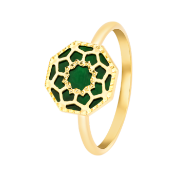 خاتم أميليا مراكش من الذهب الأصفر عيار 18 قيراط مرصع بعرق اللؤلؤ الأخضر