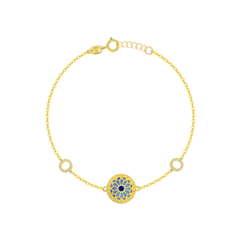 Amelia Athens 18k Yellow Gold Bracelet with Blue and White Mother of Pearl