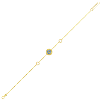Amelia Athens 18k Yellow Gold Bracelet with Blue and White Mother of Pearl