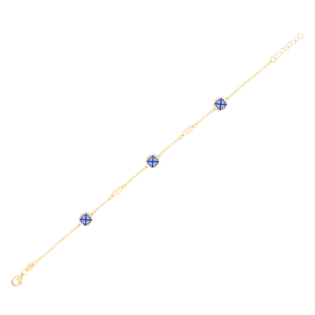 Amelia Andalusia Mother Of Pearl Bracelet Three Motifs in 18K Yellow Gold 