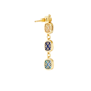Amelia Granada Coloured Mother Of Pearl Double Sided Drop Earrings in 18K Yellow Gold 