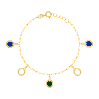 خلخال أميليا مراكش من الذهب الأصفر عيار 18 قيراط مرصع بعرق اللؤلؤ الأخضر والأخضر