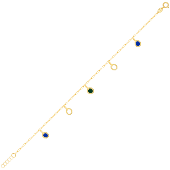 خلخال أميليا مراكش من الذهب الأصفر عيار 18 قيراط مرصع بعرق اللؤلؤ الأخضر والأخضر