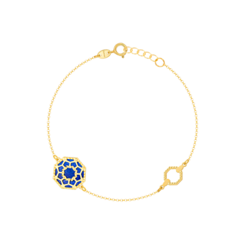 سوار أميليا مراكش من الذهب الأصفر عيار 18 قيراط مرصع بعرق اللؤلؤ الأزرق والأخضر