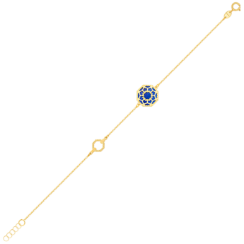 سوار أميليا مراكش من الذهب الأصفر عيار 18 قيراط مرصع بعرق اللؤلؤ الأزرق والأخضر
