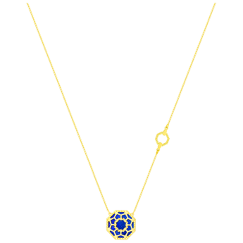 قلادة أميليا مراكش من الذهب الأصفر عيار 18 قيراط مرصع بعرق اللؤلؤ الأزرق والأخضر