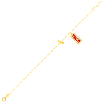 Amelia Large Rectangle Two Faced Charm & T Bar 18K Yellow Gold anklet  