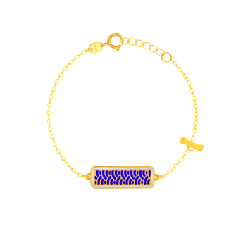 Amelia Large Rectangle Two Faced Bracelet With Single T Bar In 18K Yellow Gold  